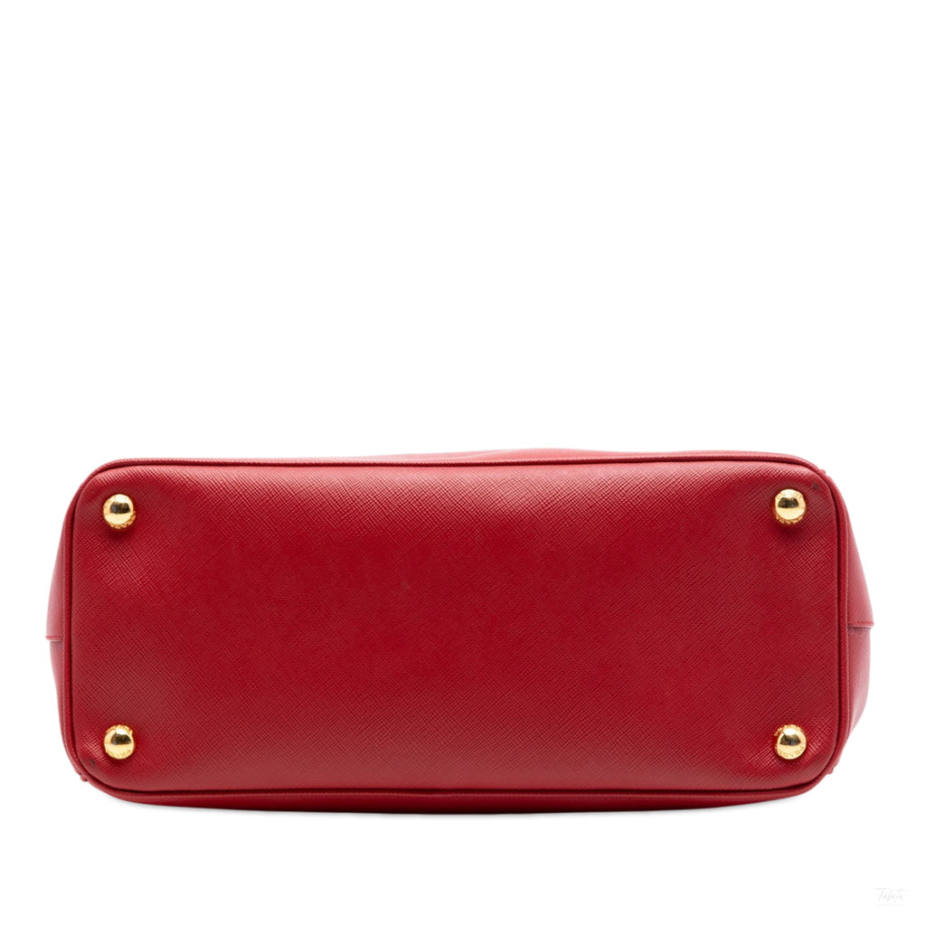 Second hand Prada Galleria Small Saffiano Lux Leather Handbag Red - Tabita Bags
