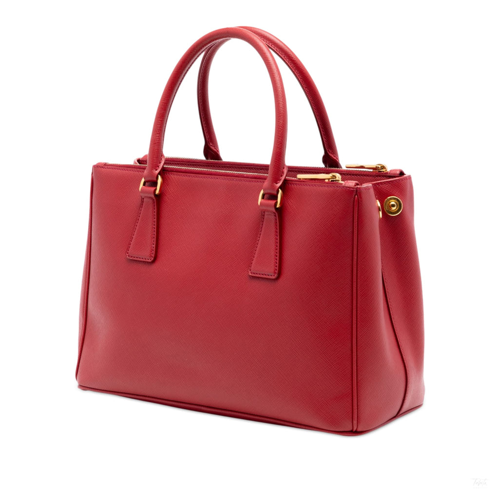 Second hand Prada Galleria Small Saffiano Lux Leather Handbag Red - Tabita Bags
