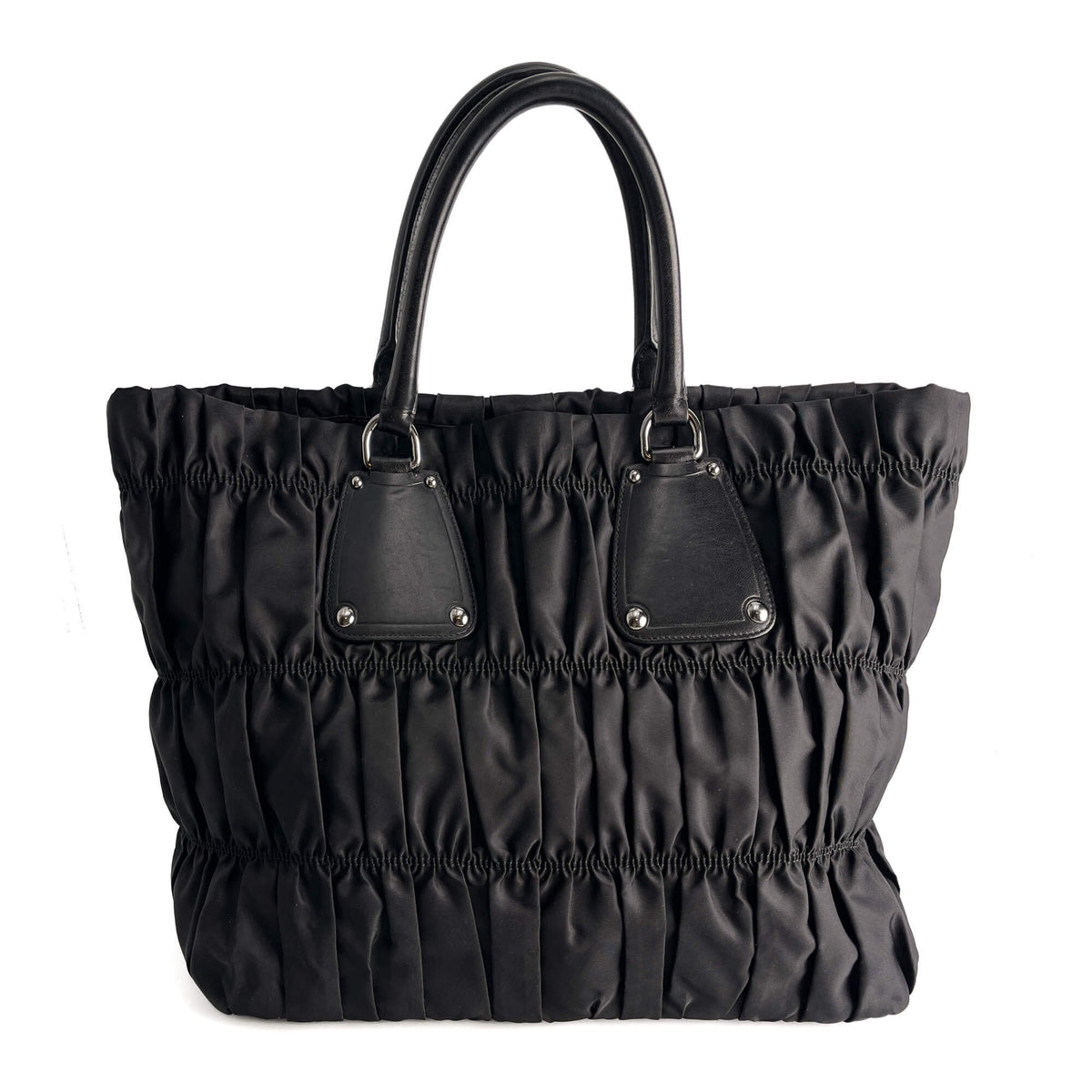 Second hand Prada Gaufre Econyl Nylon Tote Handbag Black - Tabita Bags