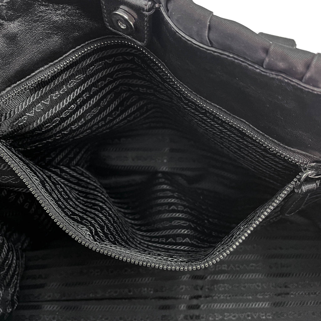 Second hand Prada Gaufre Econyl Nylon Tote Handbag Black - Tabita Bags