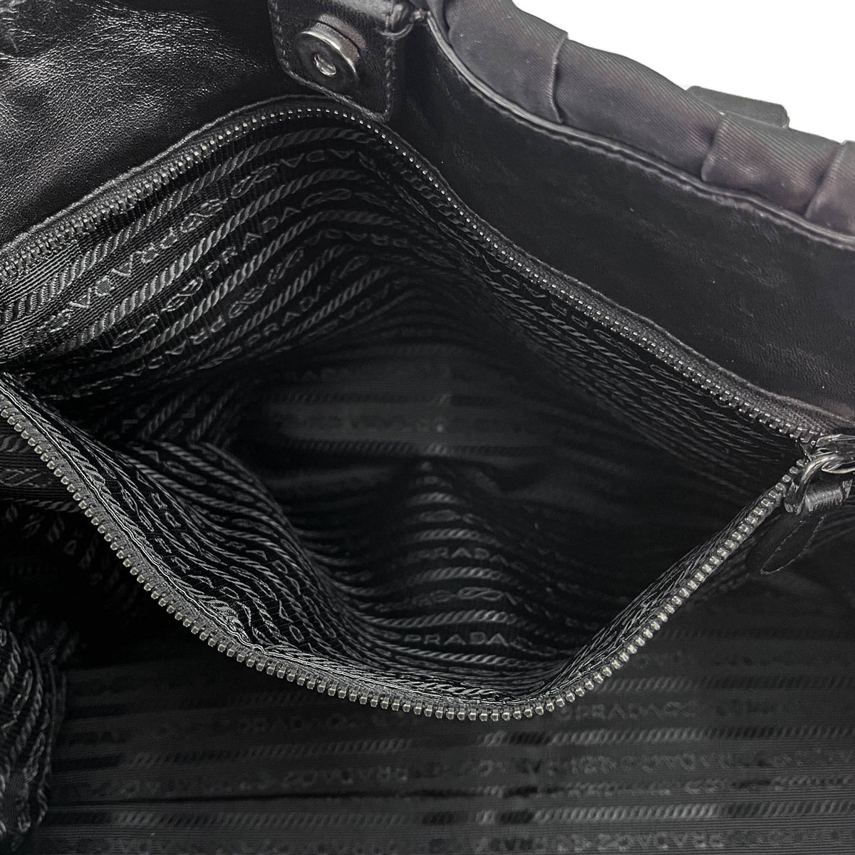 Second hand Prada Gaufre Econyl Nylon Tote Handbag Black - Tabita Bags