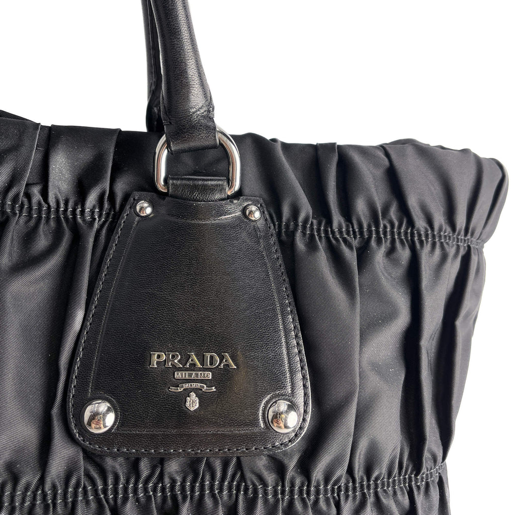 Second hand Prada Gaufre Econyl Nylon Tote Handbag Black - Tabita Bags