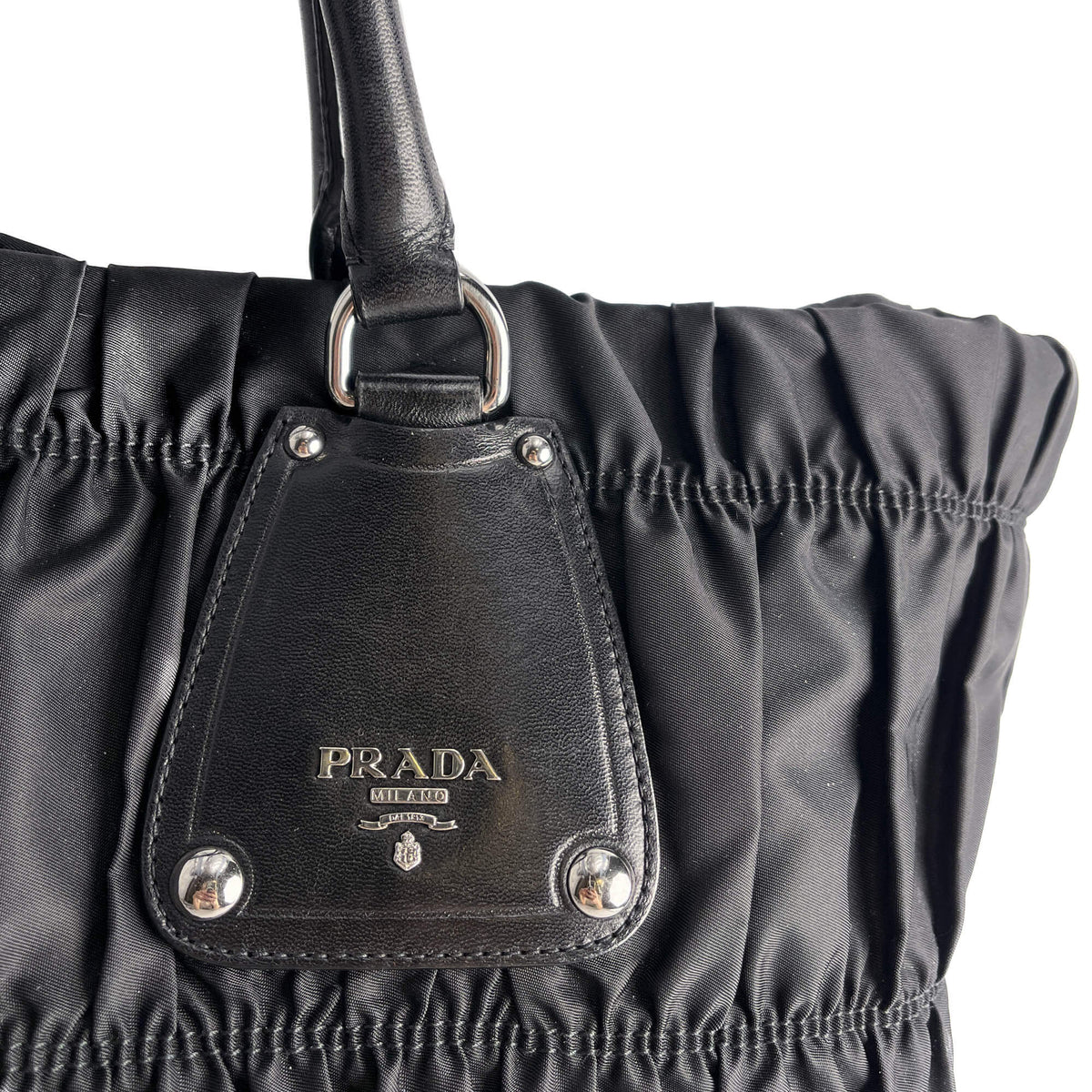 Second hand Prada Gaufre Econyl Nylon Tote Handbag Black - Tabita Bags