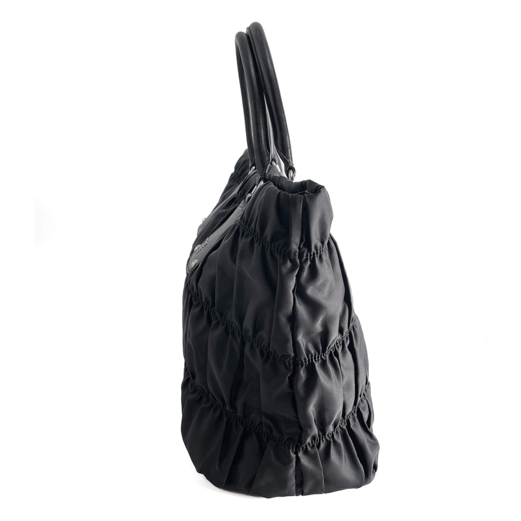 Second hand Prada Gaufre Econyl Nylon Tote Handbag Black - Tabita Bags