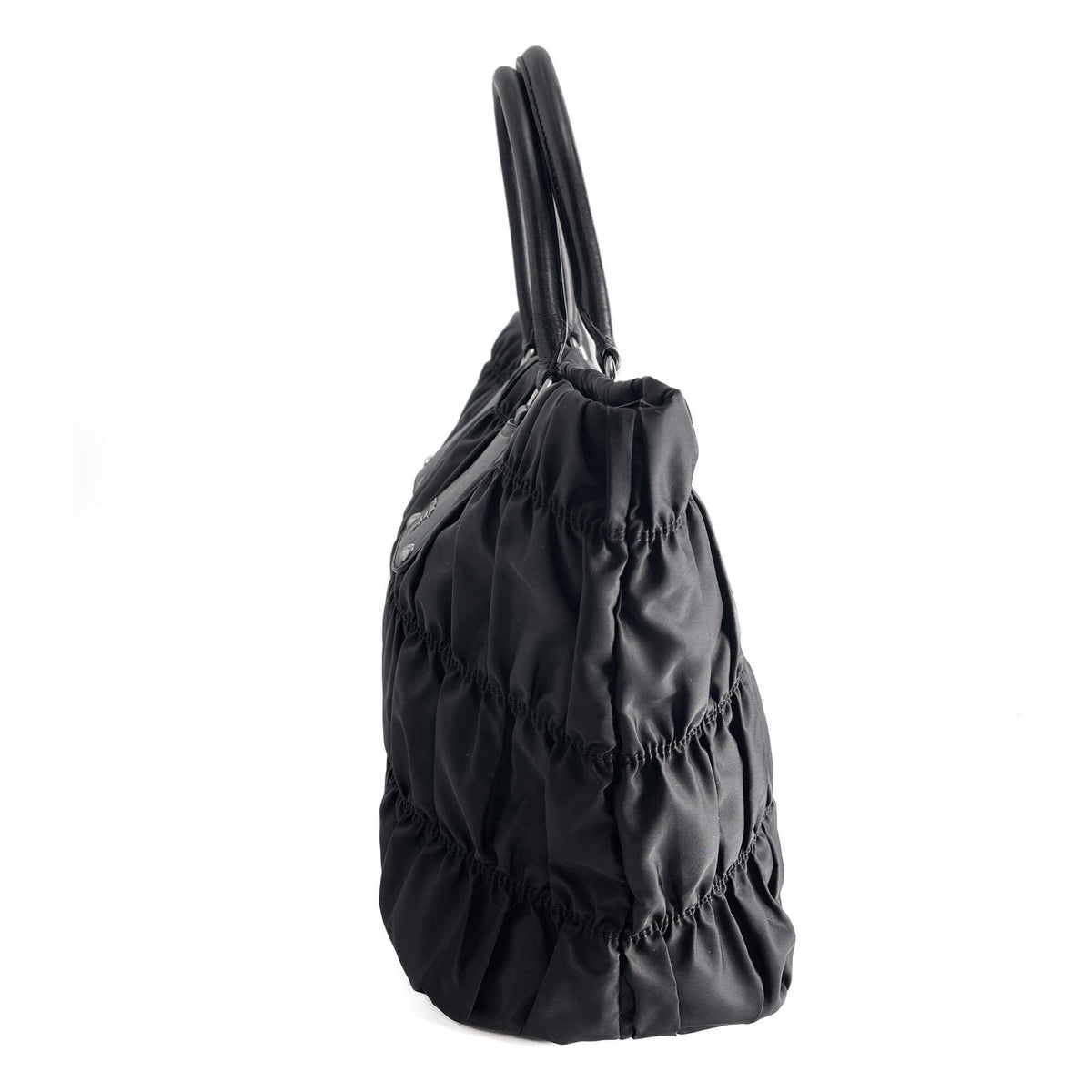 Second hand Prada Gaufre Econyl Nylon Tote Handbag Black - Tabita Bags