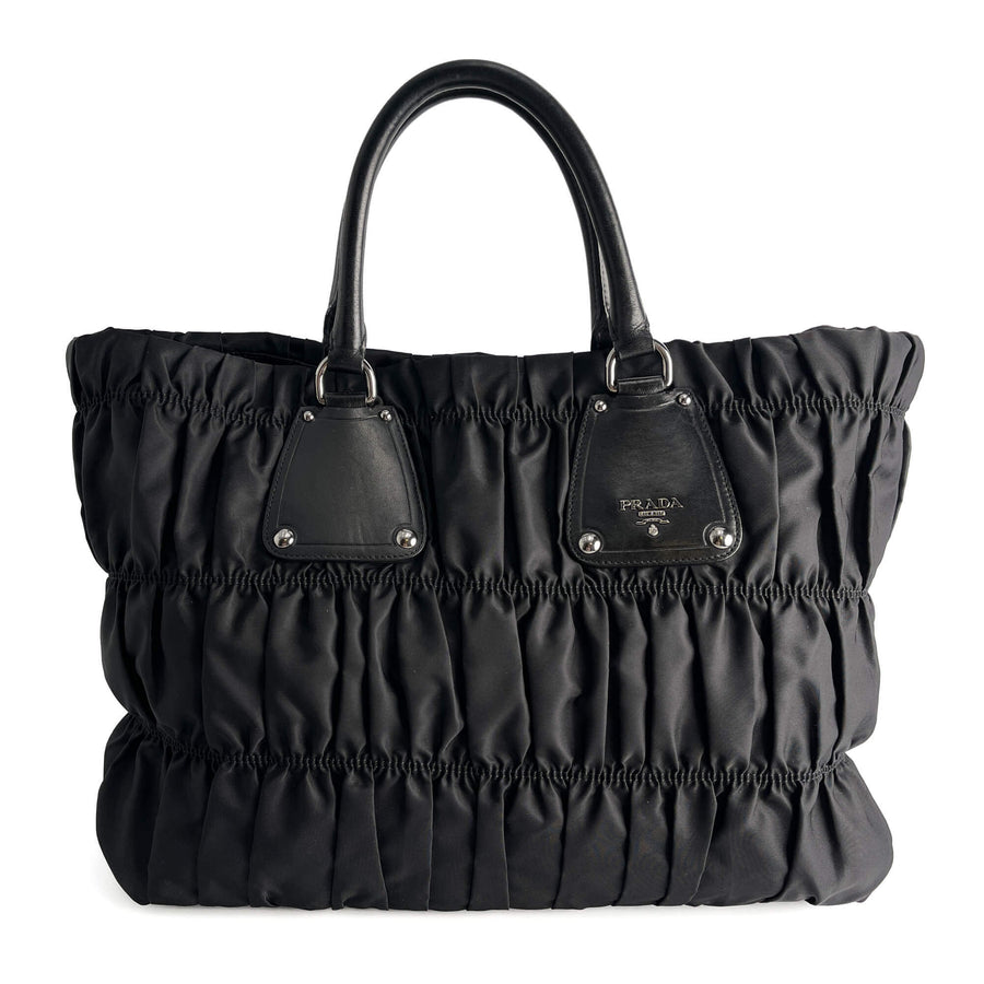 Second hand Prada Gaufre Econyl Nylon Tote Handbag Black - Tabita Bags