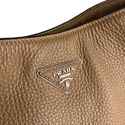 Second hand Prada Hobo Daino Leather Shoulder Bag Beige - Tabita Bags