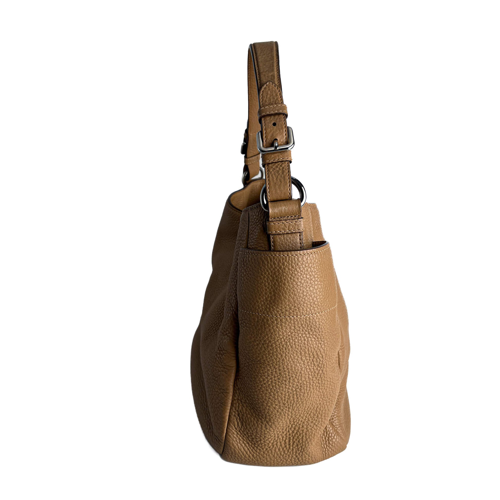 Second hand Prada Hobo Daino Leather Shoulder Bag Beige - Tabita Bags