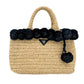 Second hand Prada Kristen Raffia 2-Ways Tote Bag Pon Pon Beige - Tabita Bags