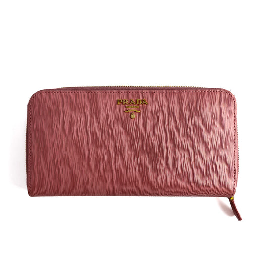 Second hand Prada Long Zip Around Wallet Leather Pink - Tabita Bags