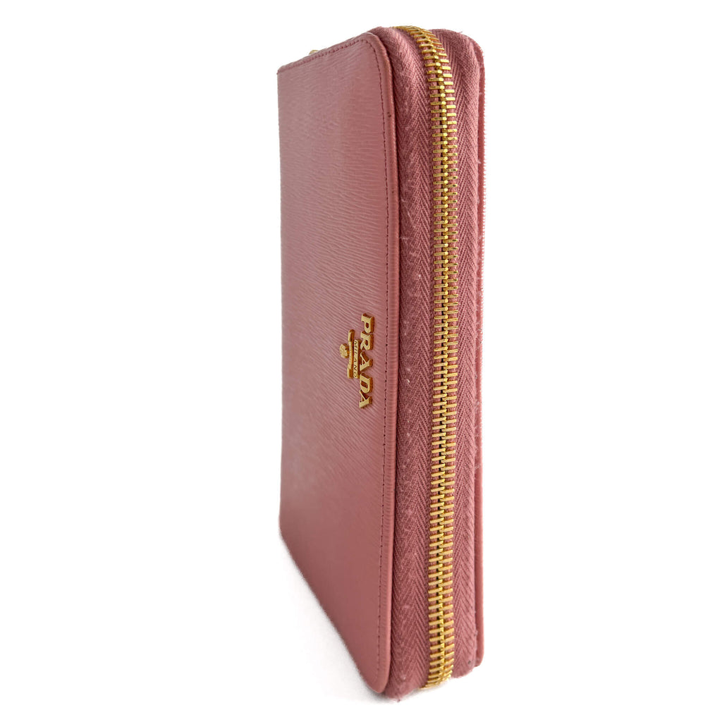 Second hand Prada Long Zip Around Wallet Leather Pink - Tabita Bags