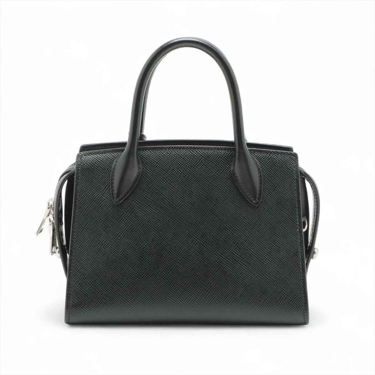 Second hand Prada Monochrome Mini Saffiano Leather Tote Handbag Black - Tabita Bags