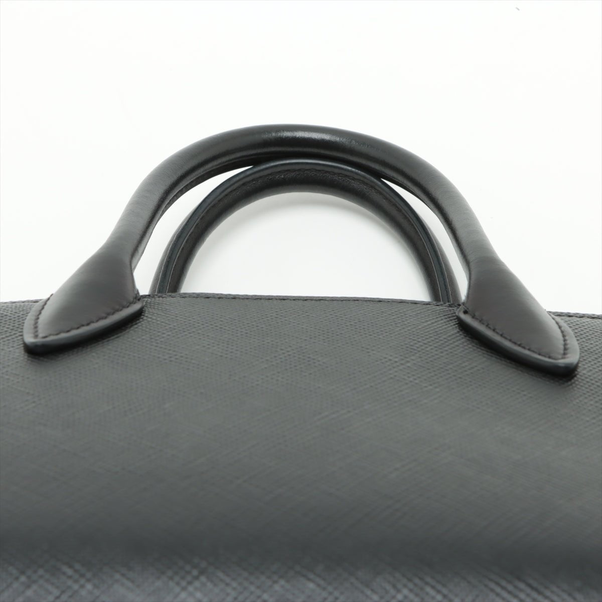 Second hand Prada Monochrome Mini Saffiano Leather Tote Handbag Black - Tabita Bags