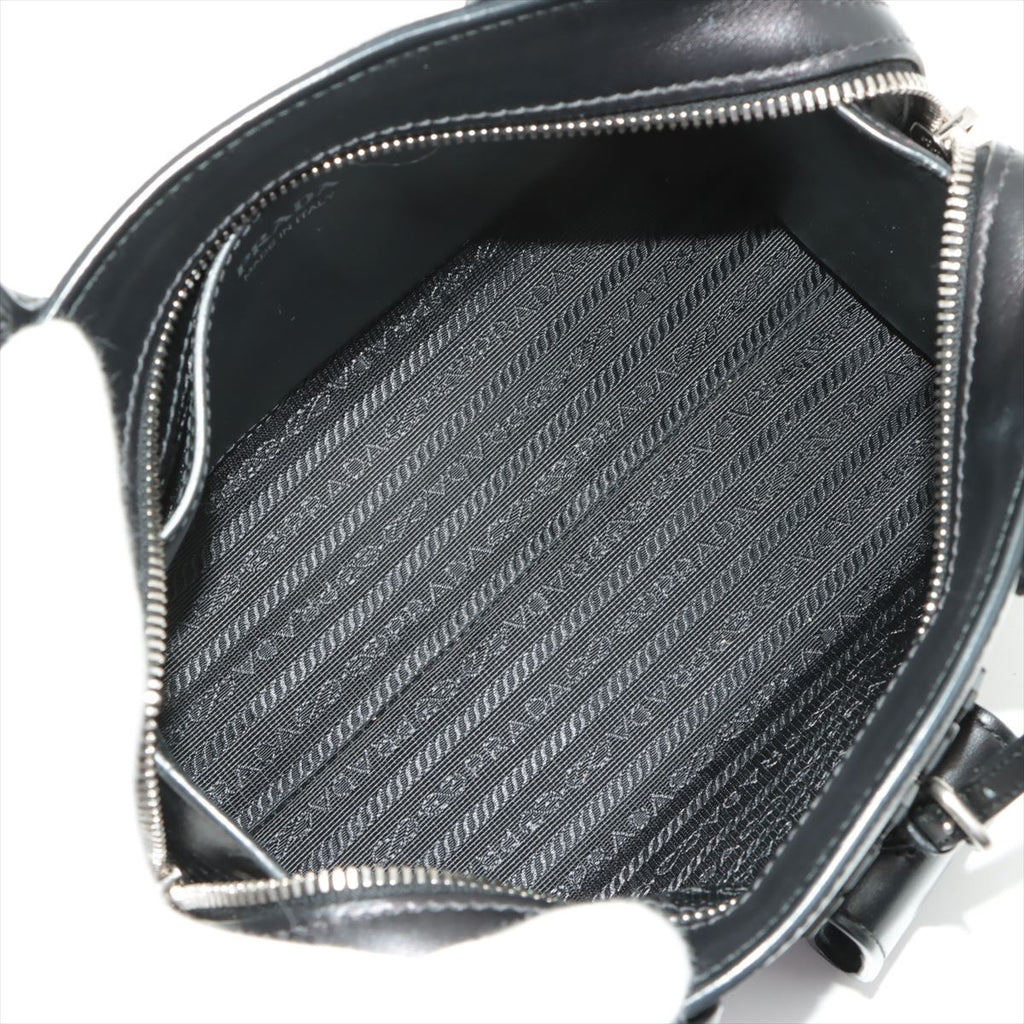 Second hand Prada Monochrome Mini Saffiano Leather Tote Handbag Black - Tabita Bags