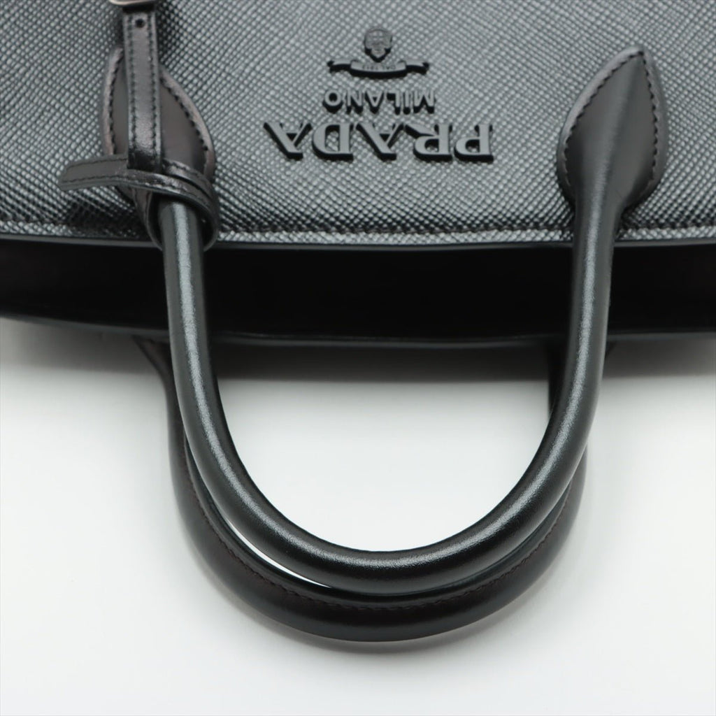 Second hand Prada Monochrome Mini Saffiano Leather Tote Handbag Black - Tabita Bags