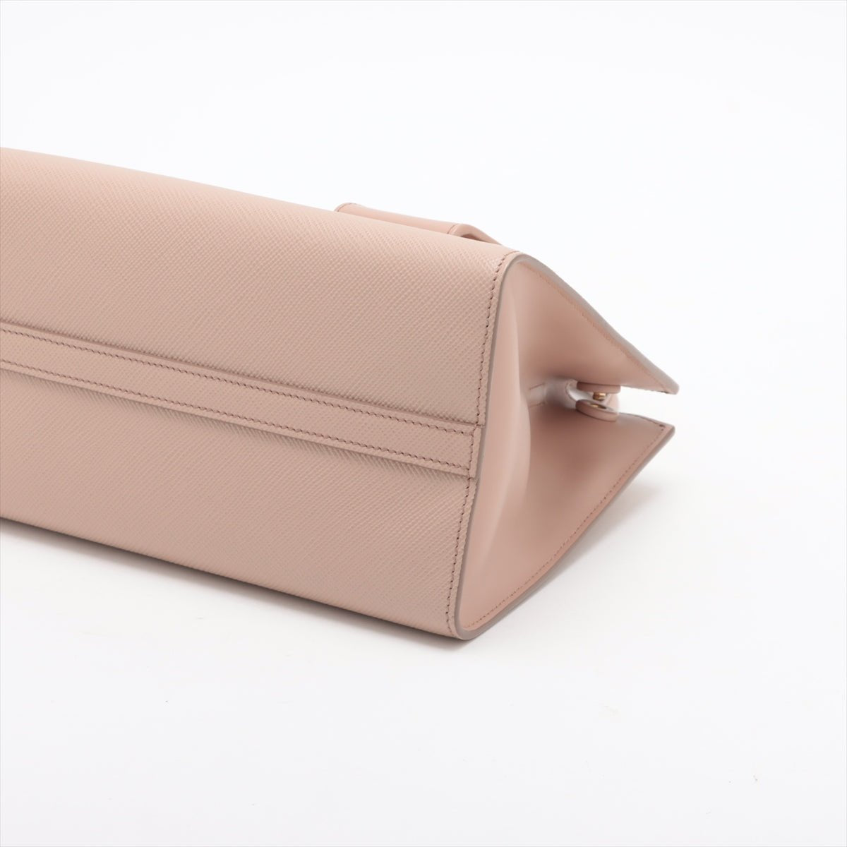 Second hand Prada Monochrome Saffiano Leather Tote Handbag Beige Pink - Tabita Bags