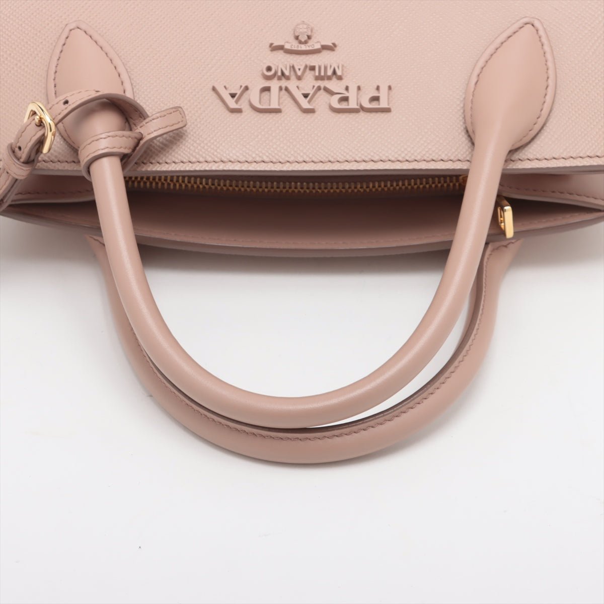 Second hand Prada Monochrome Saffiano Leather Tote Handbag Beige Pink - Tabita Bags