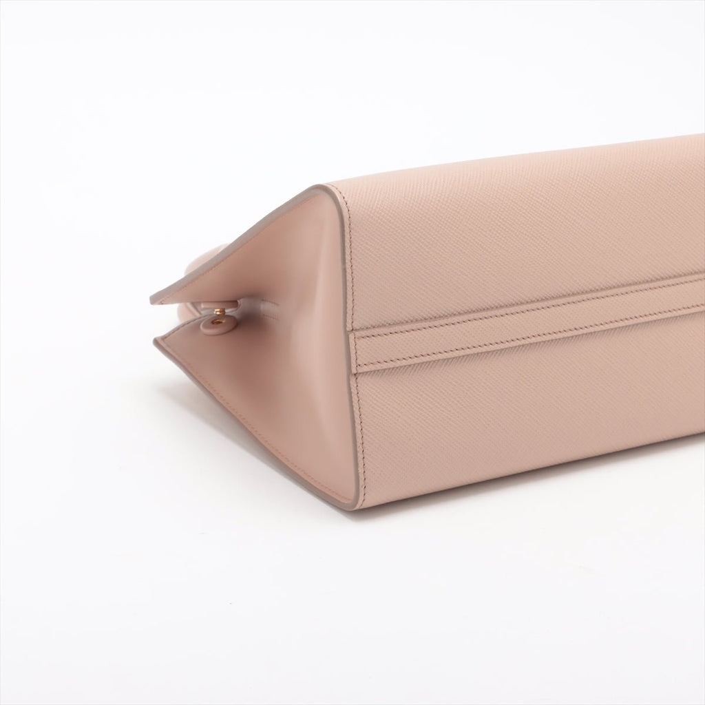 Second hand Prada Monochrome Saffiano Leather Tote Handbag Beige Pink - Tabita Bags