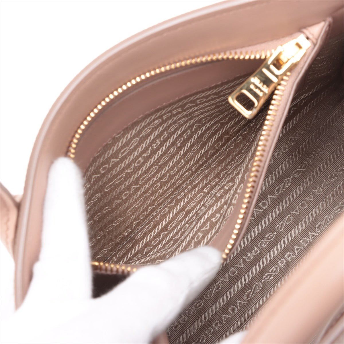 Second hand Prada Monochrome Saffiano Leather Tote Handbag Beige Pink - Tabita Bags