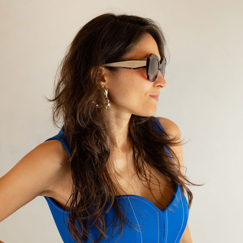 Second hand Prada PR 16YS Large Acetate Sunglasses Brown - Tabita Bags
