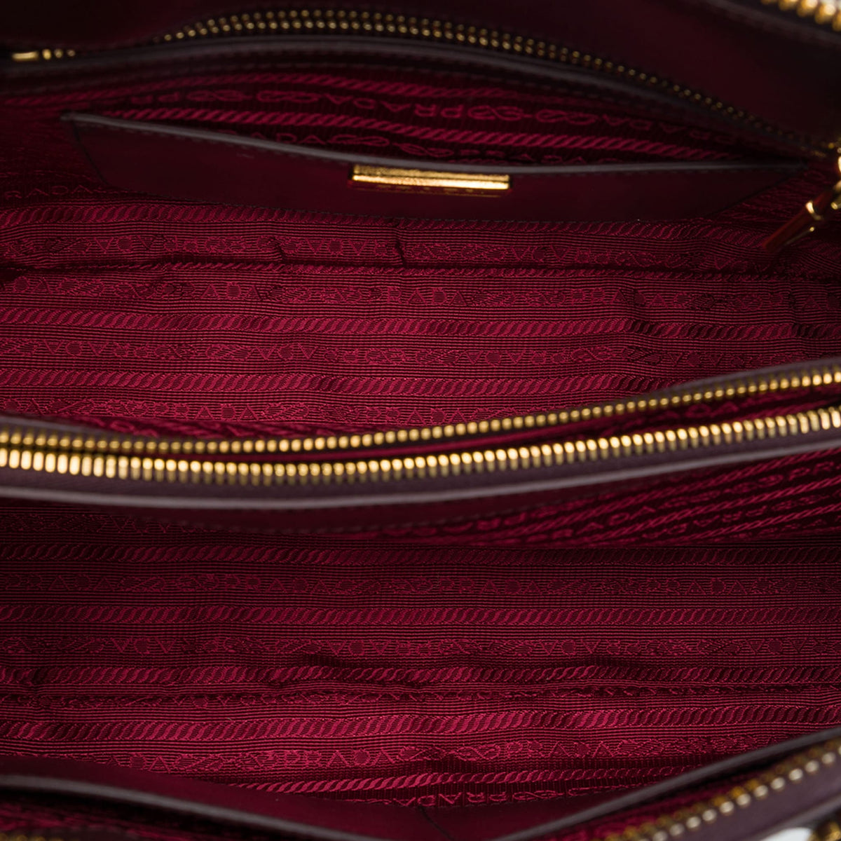 Second hand Prada Promenade Large Saffiano Vernice Leather Satchel Handbag Red - Tabita Bags