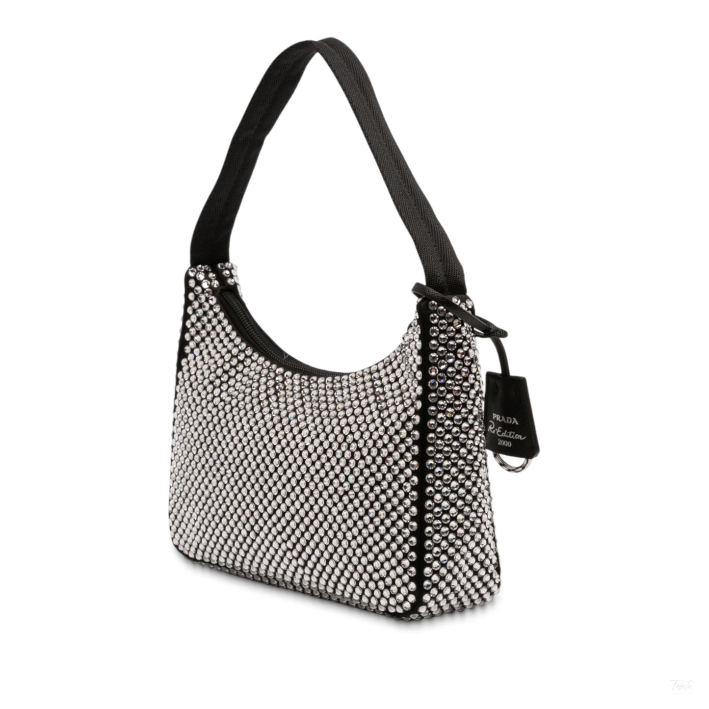 Second hand Prada Re - Edition 2000 Satin & Crystal Pouch Crossbody Black - Tabita Bags