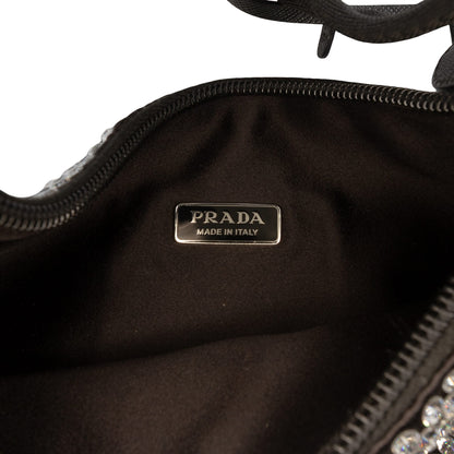 Second hand Prada Re - Edition 2000 Satin & Crystal Pouch Crossbody Black - Tabita Bags