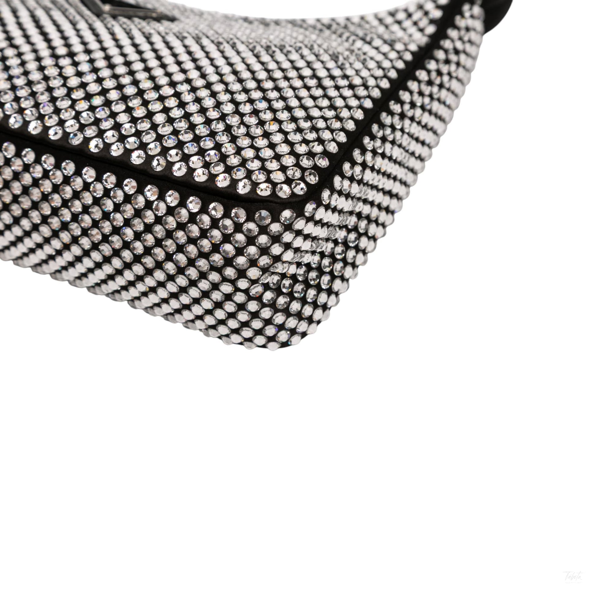 Second hand Prada Re - Edition 2000 Satin & Crystal Pouch Crossbody Black - Tabita Bags