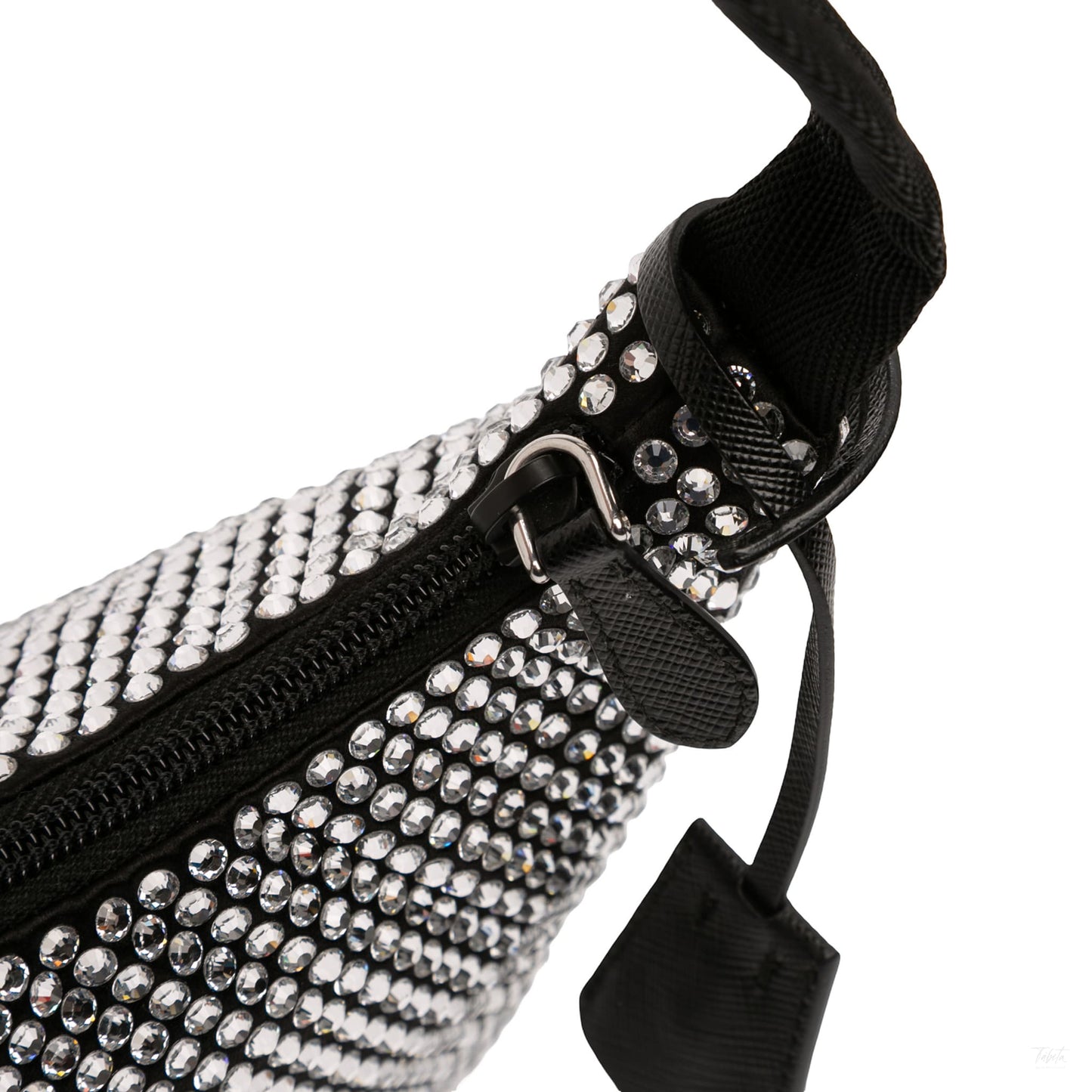 Second hand Prada Re - Edition 2000 Satin & Crystal Pouch Crossbody Black - Tabita Bags