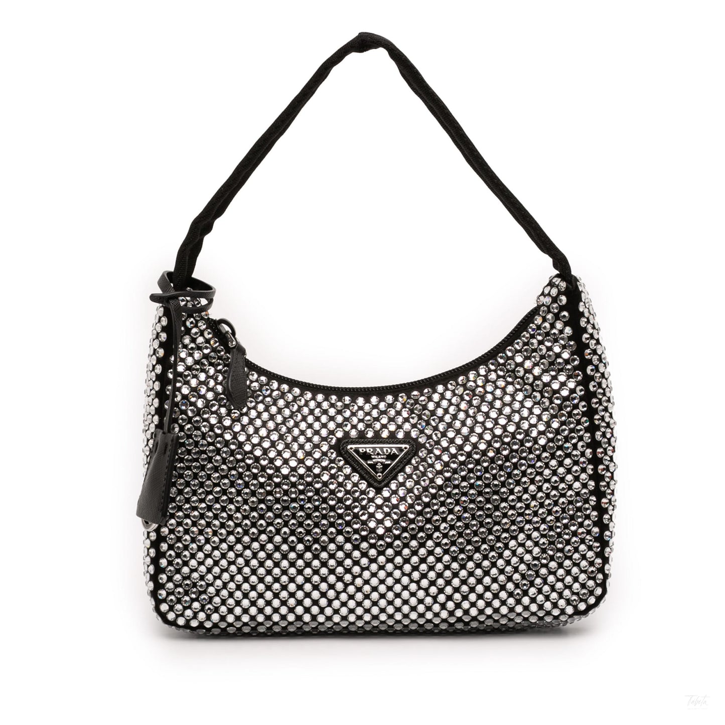 Second hand Prada Re - Edition 2000 Satin & Crystal Pouch Crossbody Black - Tabita Bags