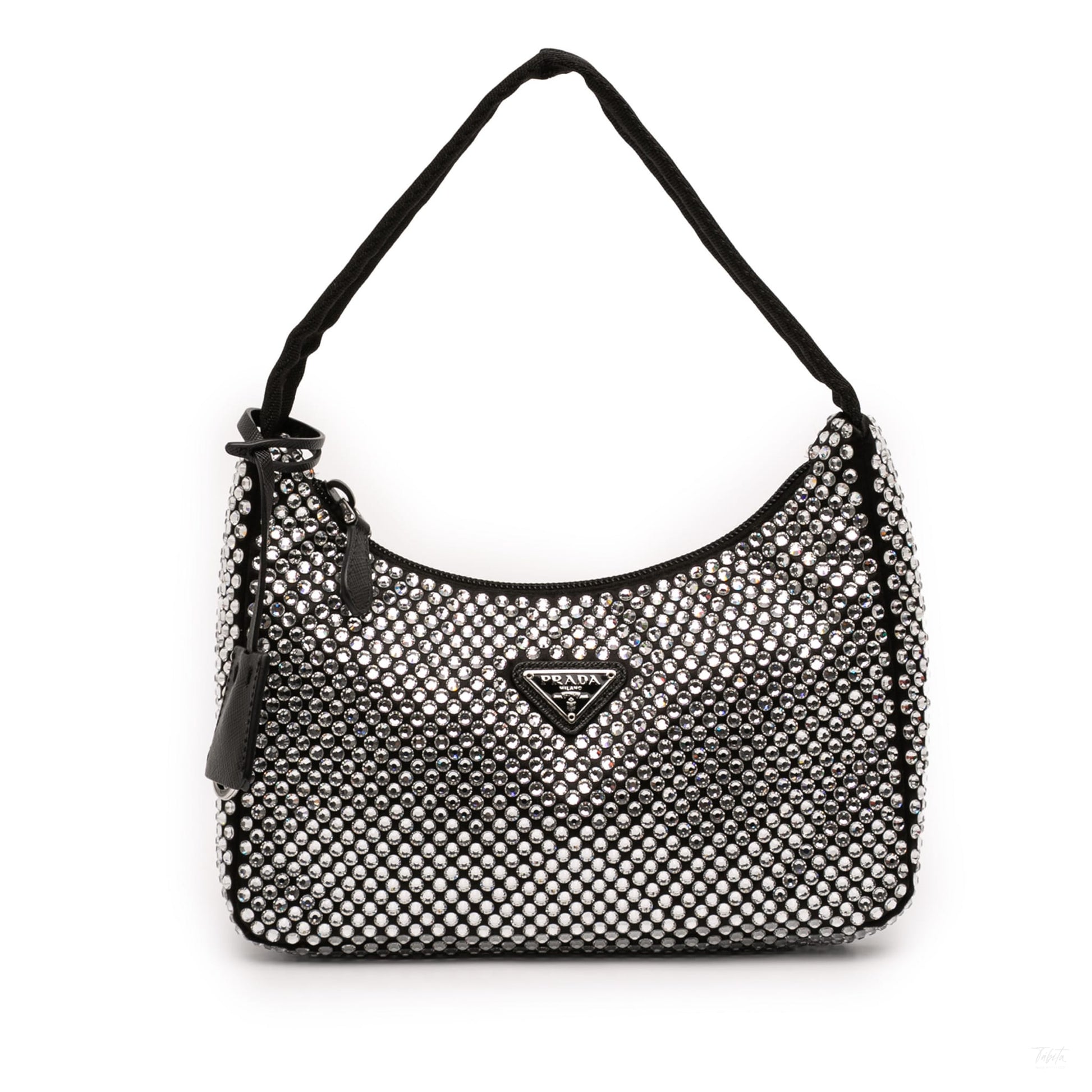 Second hand Prada Re - Edition 2000 Satin & Crystal Pouch Crossbody Black - Tabita Bags