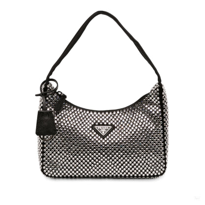 Second hand Prada Re - Edition 2000 Satin & Crystal Pouch Crossbody Black - Tabita Bags