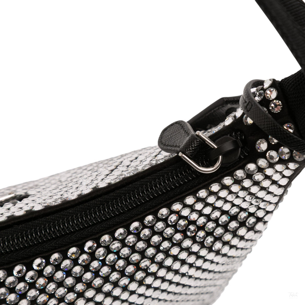 Second hand Prada Re - Edition 2000 Satin & Crystal Pouch Crossbody Black - Tabita Bags