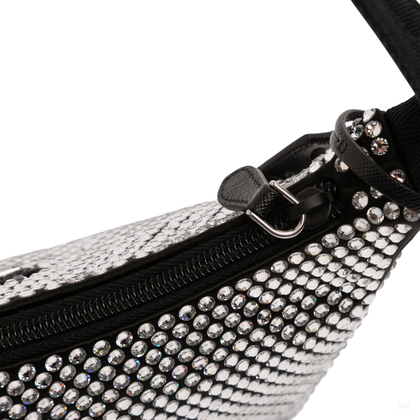 Second hand Prada Re - Edition 2000 Satin & Crystal Pouch Crossbody Black - Tabita Bags