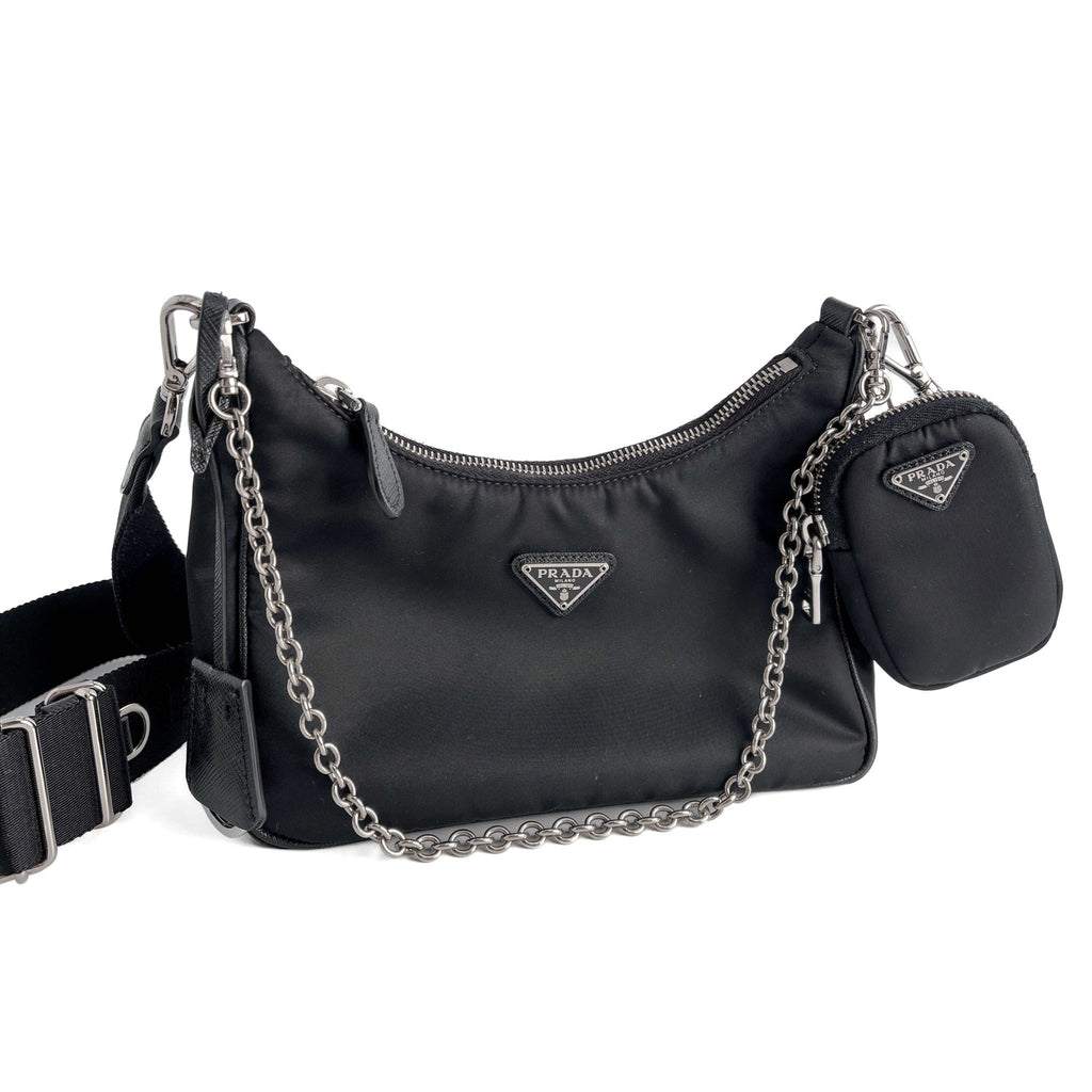 Second hand Prada Re - Edition 2005 Econyl Nylon 2 - Ways Pouch Crossbody Black - Tabita Bags