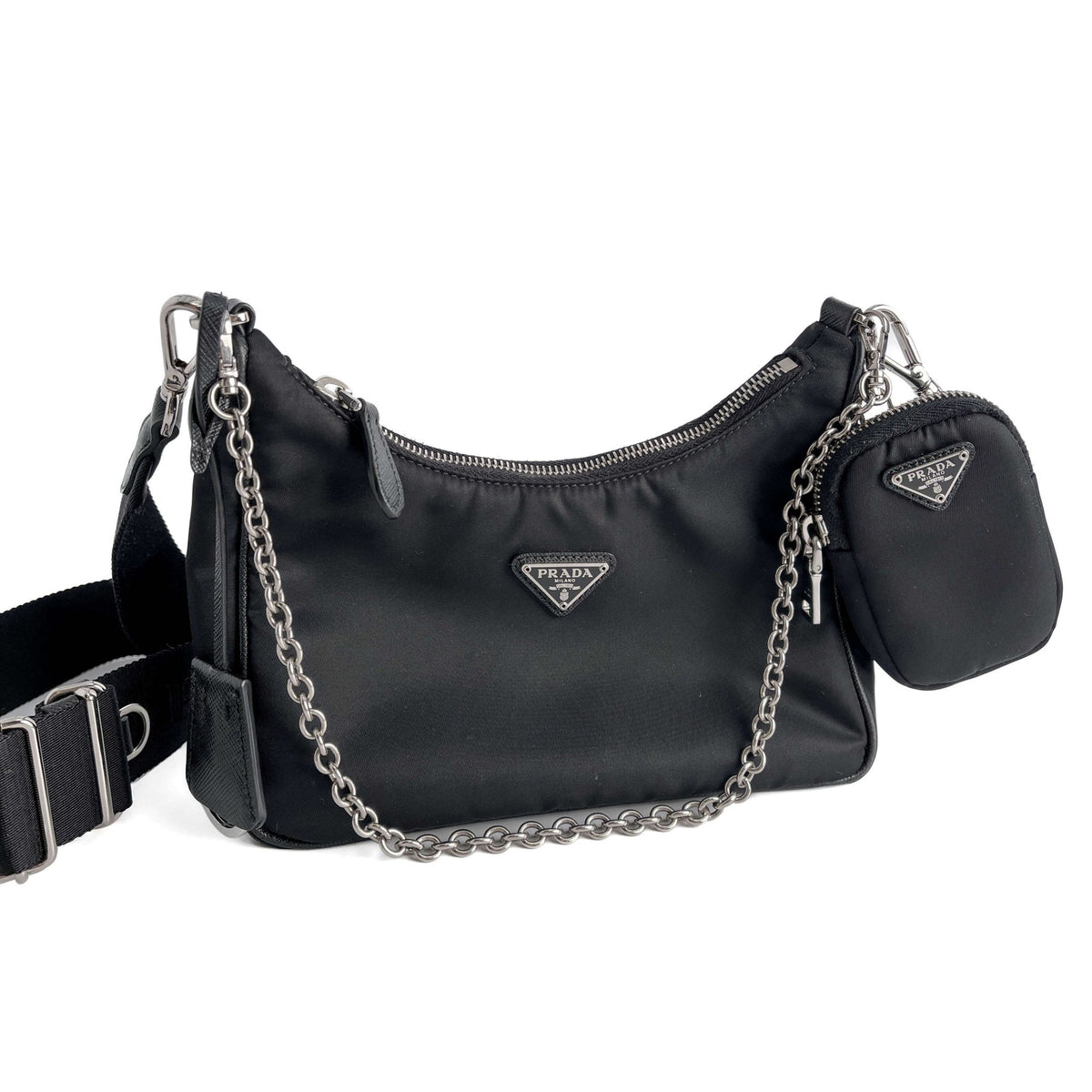 Second hand Prada Re - Edition 2005 Econyl Nylon 2 - Ways Pouch Crossbody Black - Tabita Bags