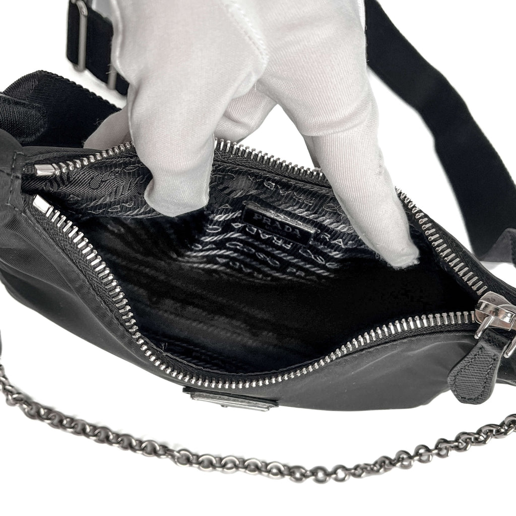 Second hand Prada Re - Edition 2005 Econyl Nylon 2 - Ways Pouch Crossbody Black - Tabita Bags