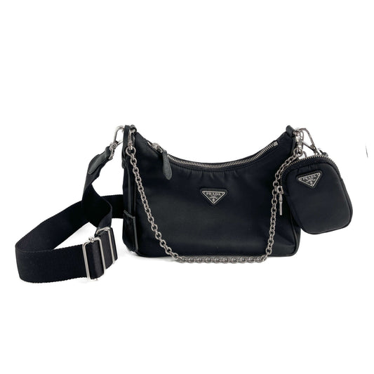 Second hand Prada Re - Edition 2005 Econyl Nylon 2 - Ways Pouch Crossbody Black - Tabita Bags