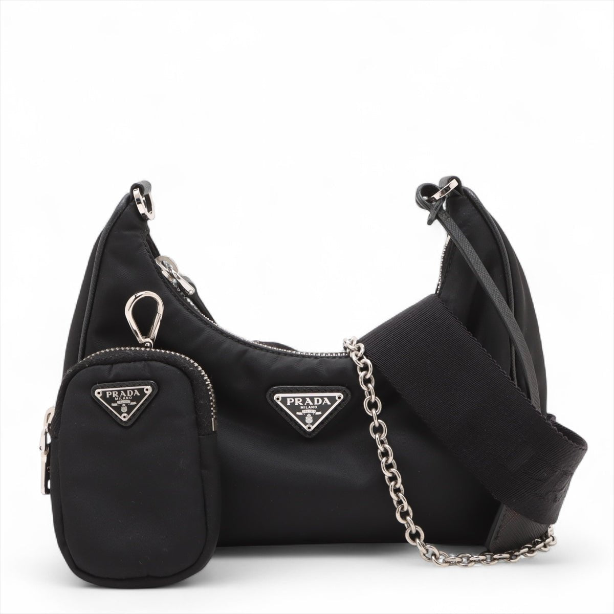 Second hand Prada Re-Edition 2005 Econyl Nylon Pouch Crossbody Black - Tabita Bags