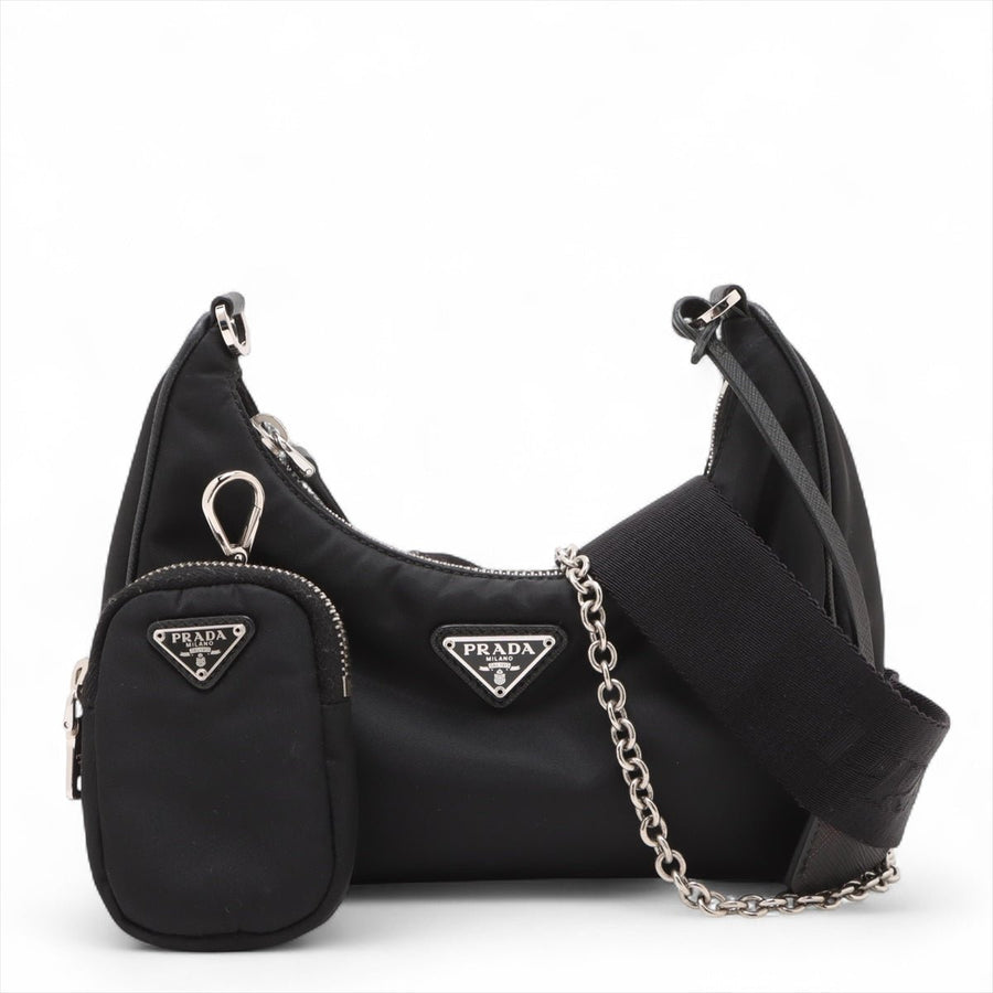 Second hand Prada Re-Edition 2005 Econyl Nylon Pouch Crossbody Black - Tabita Bags