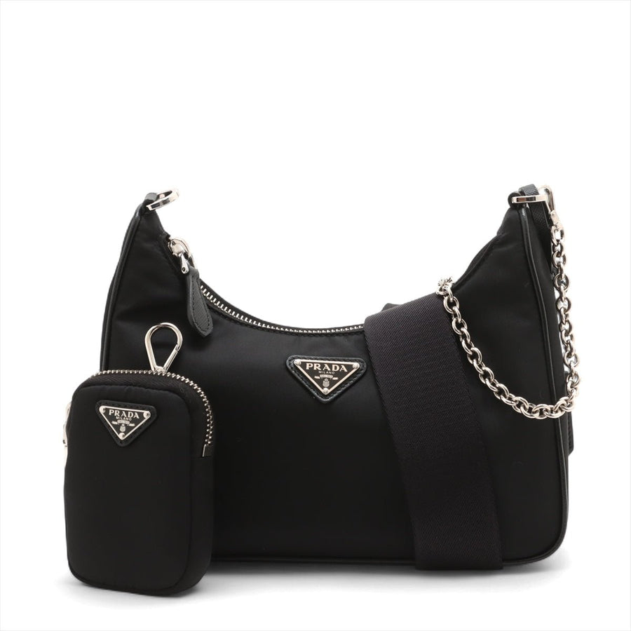 Second hand Prada Re-Edition 2005 Econyl Nylon Pouch Crossbody Black - Tabita Bags
