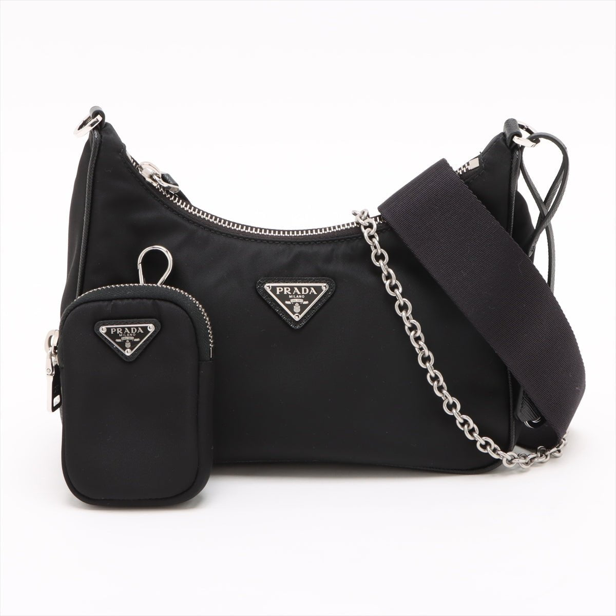 Second hand Prada Re-Edition 2005 Econyl Nylon Pouch Crossbody Black - Tabita Bags