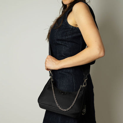 Second hand Prada Re-Edition 2005 Econyl Nylon Pouch Crossbody Black - Tabita Bags
