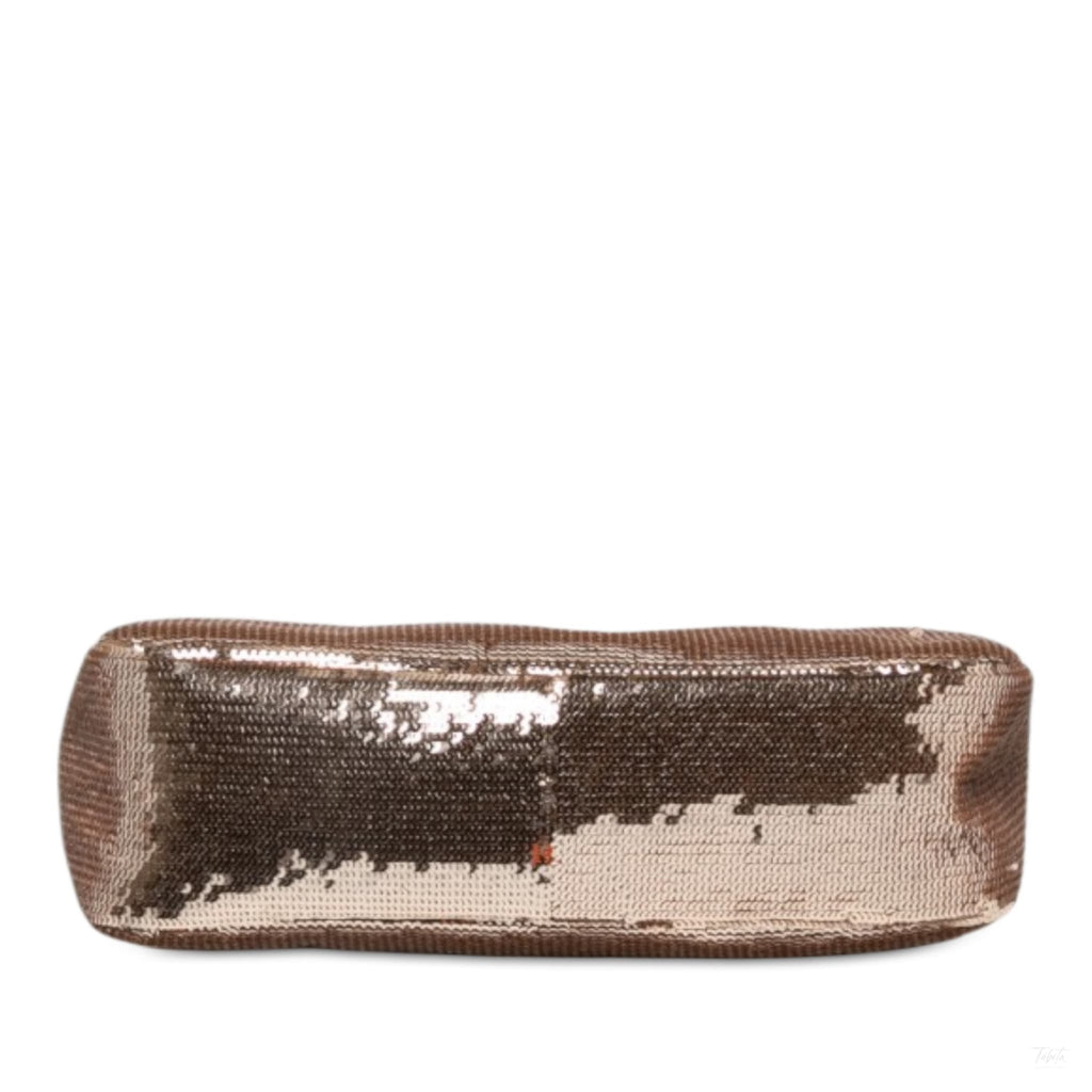 Second hand Prada Re-Edition 2005 Econyl Nylon Sequin Embellished Pouch Crossbody Gold - Tabita Bags