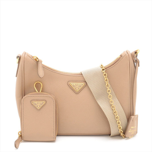 Second hand Prada Re - Edition 2005 Leather Pouch Crossbody Beige - Tabita Bags