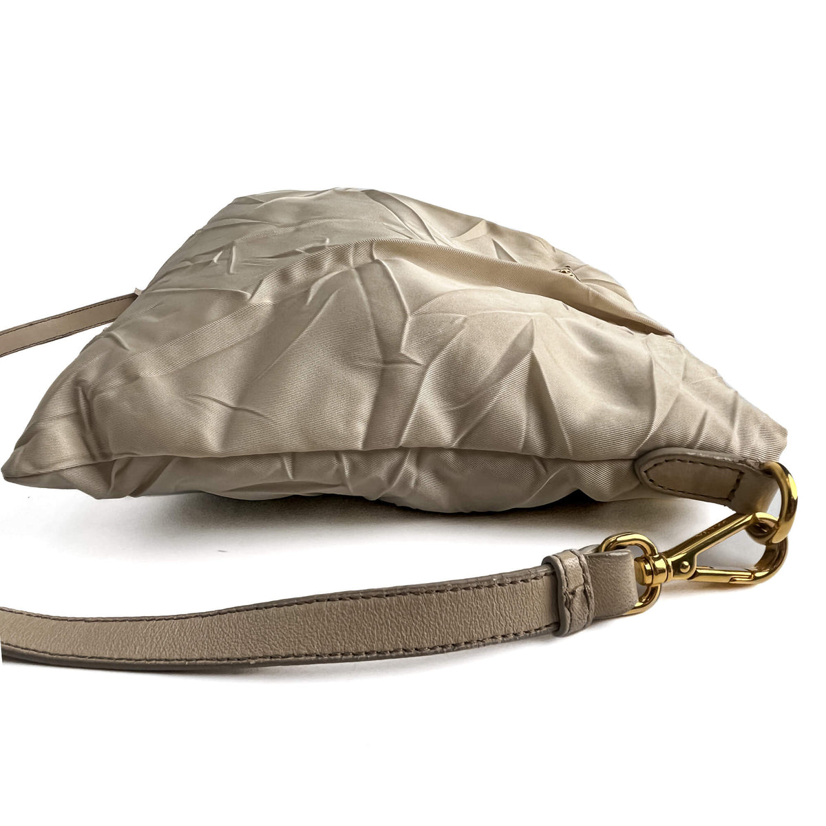 Second hand Prada Re - Edition Econyl Nylon Satchel Crossbody Desert Beige - Tabita Bags