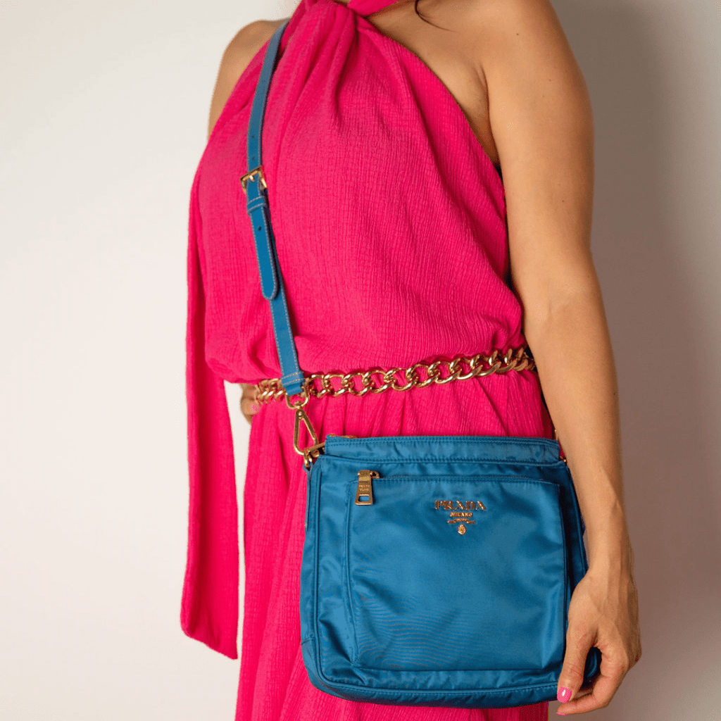 Second hand Prada Re - Edition Econyl Nylon With Wallet Satchel Crossbody Blue - Tabita Bags