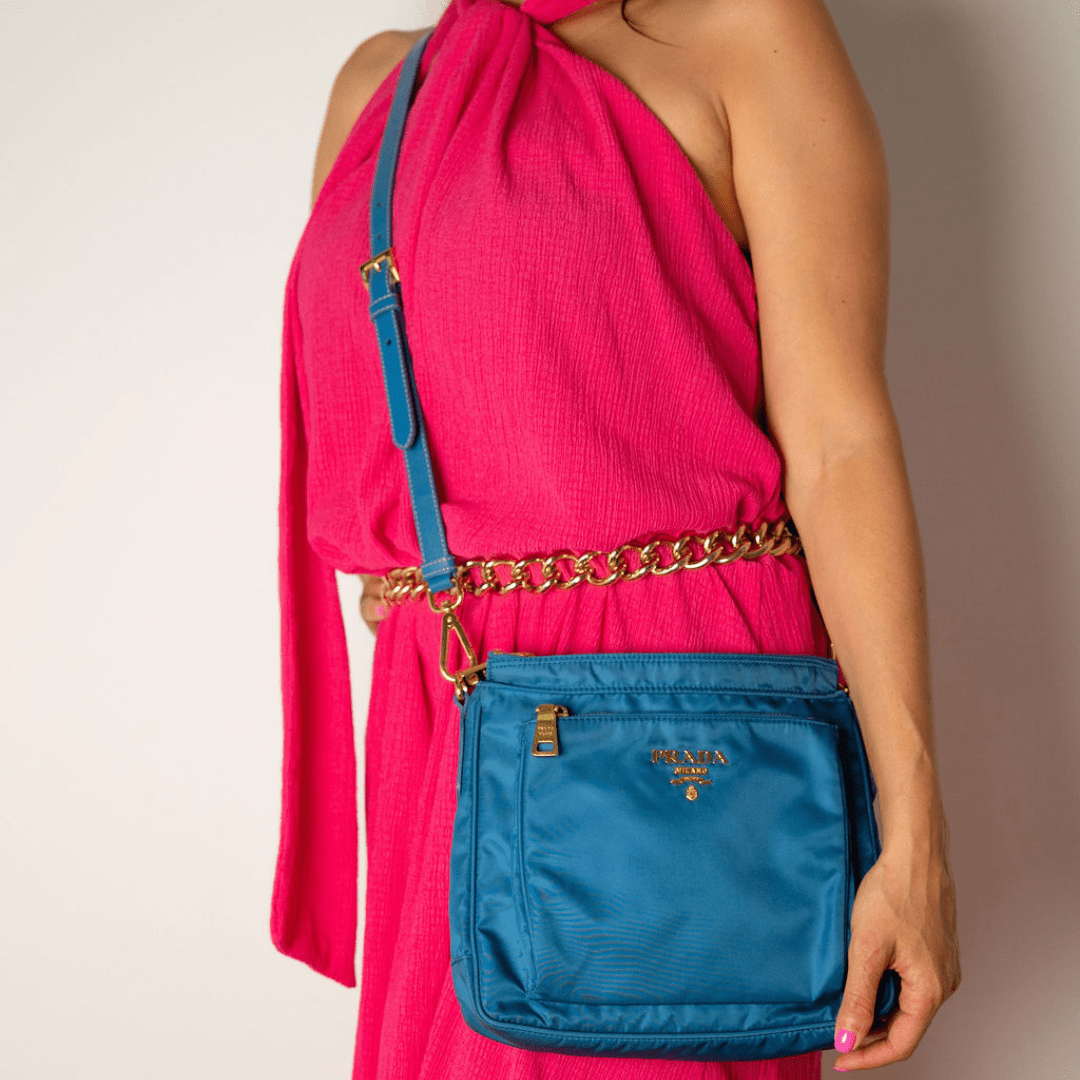 Second hand Prada Re - Edition Econyl Nylon With Wallet Satchel Crossbody Blue - Tabita Bags