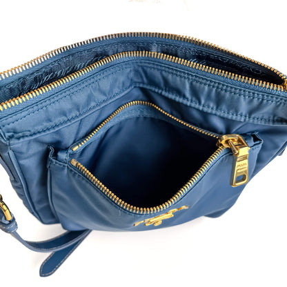Second hand Prada Re - Edition Econyl Nylon With Wallet Satchel Crossbody Blue - Tabita Bags