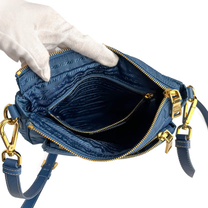 Second hand Prada Re - Edition Econyl Nylon With Wallet Satchel Crossbody Blue - Tabita Bags